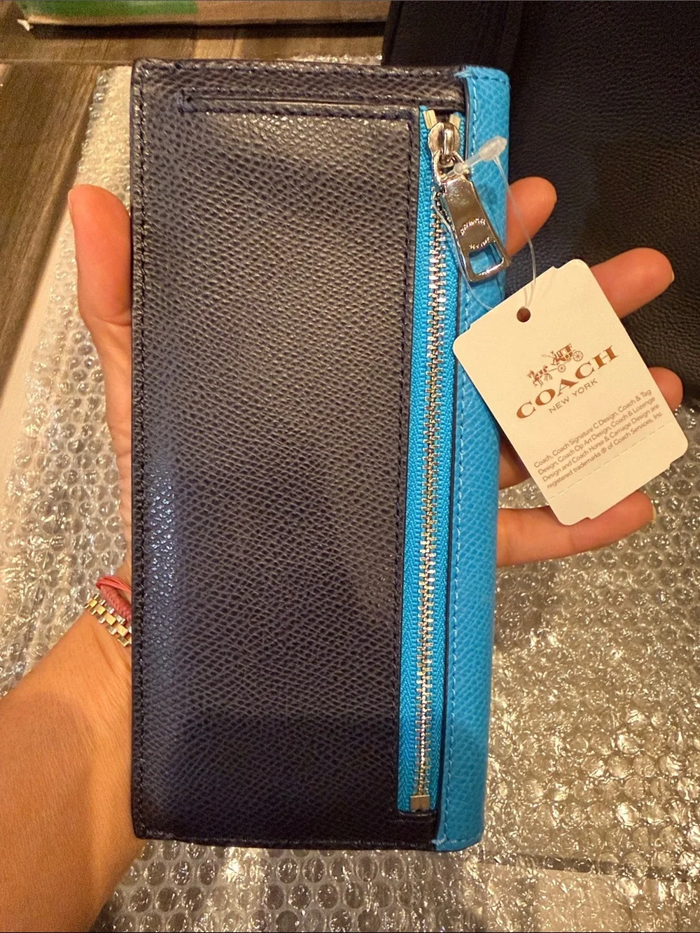 Coach Two-Tone Blue and navy blue Leather Card Holder